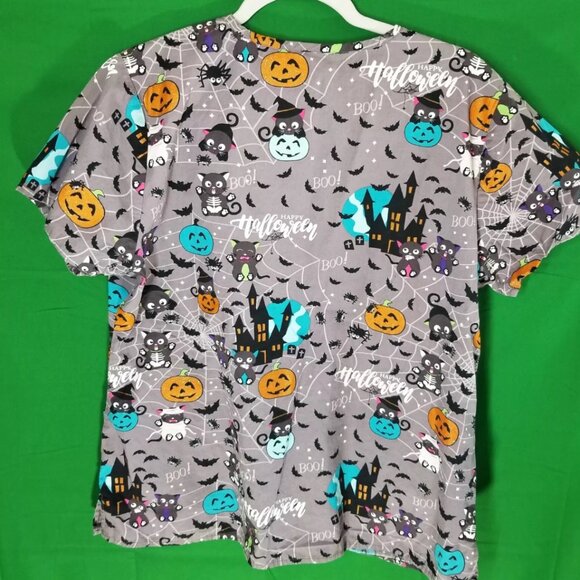 ZOE + CHLOE Happy Halloween Scrub Top Style# Z12202 Women's Size Large - Picture 2 of 5